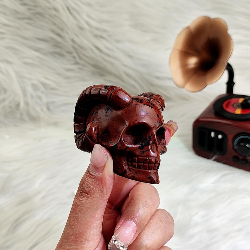 Red Obsidian Skull Carving
