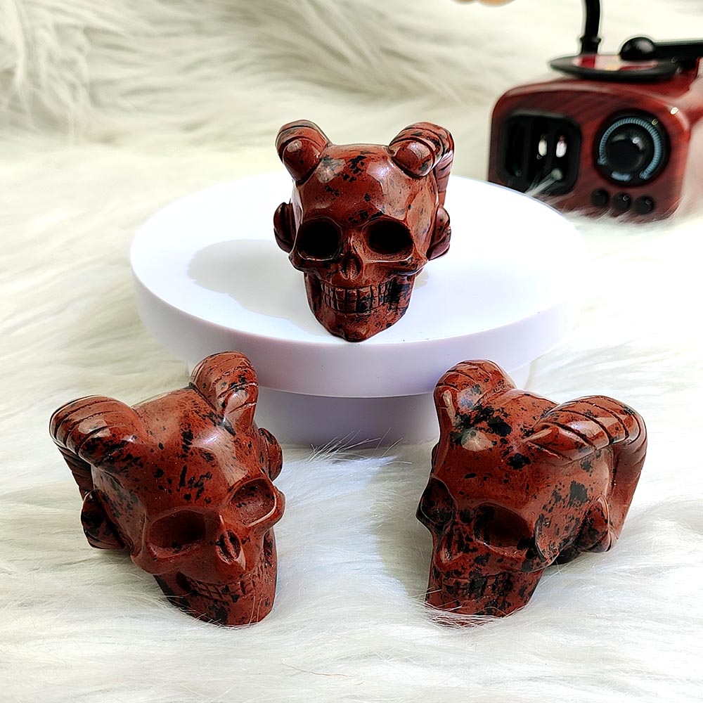 Red Obsidian Skull Carving
