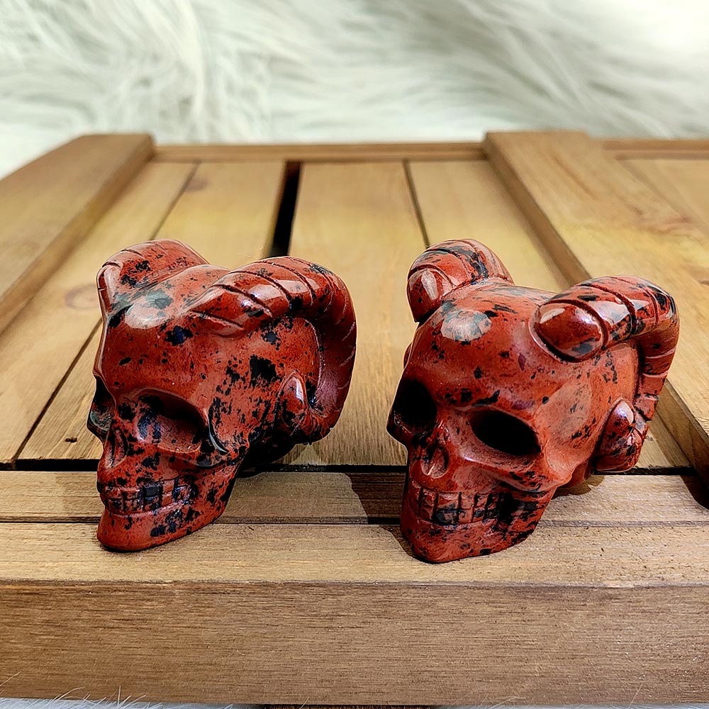 Red Obsidian Skull Carving