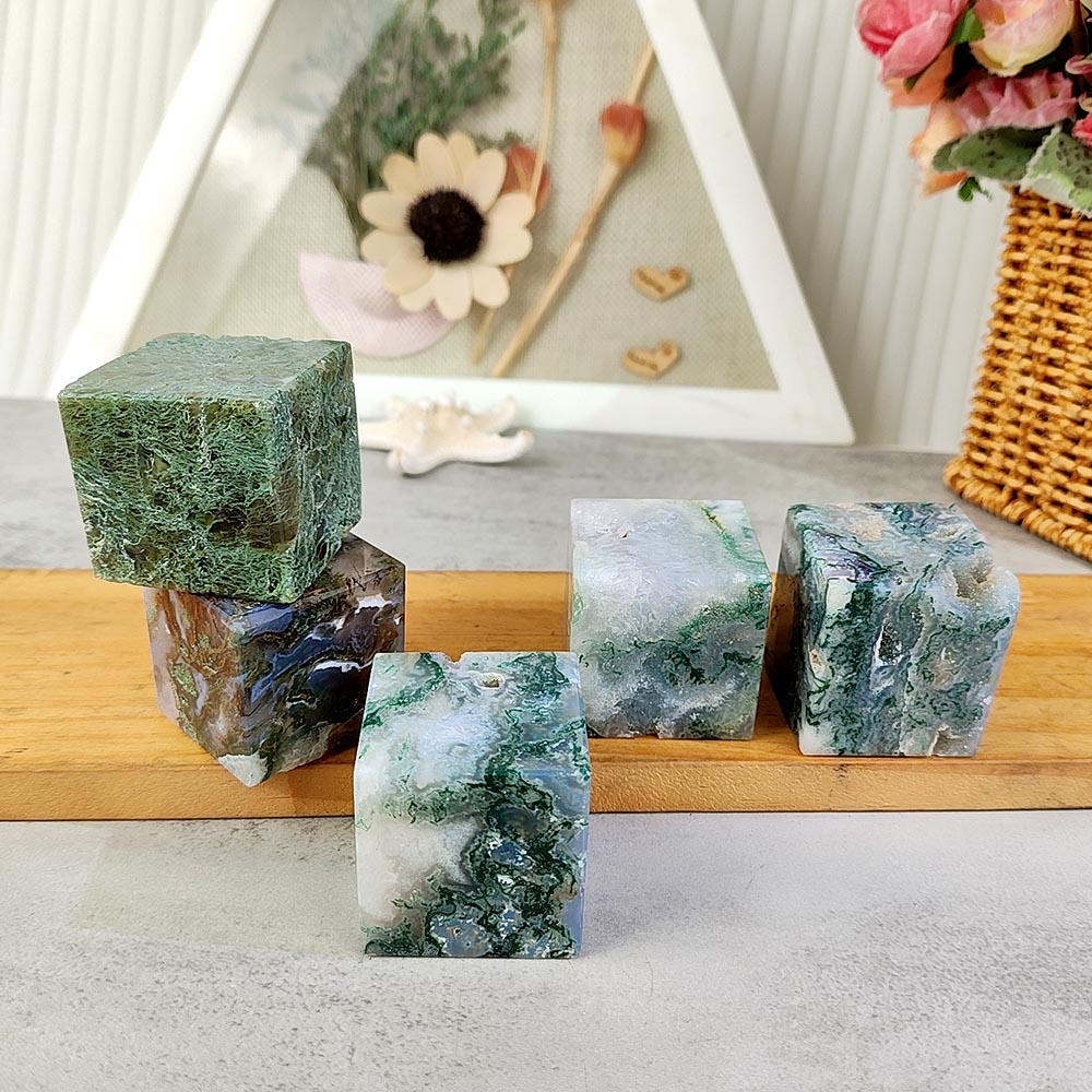 Moss Agate Cube Ornament-1KG