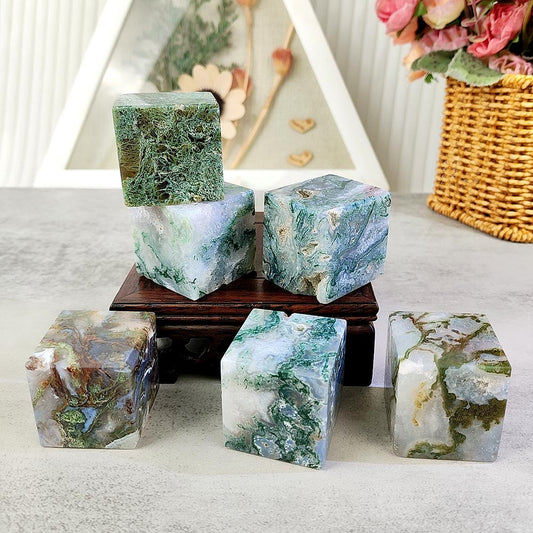 Moss Agate Cube Ornament-1KG