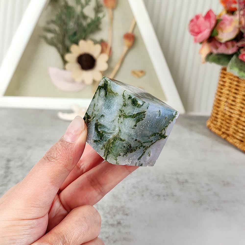 Moss Agate Cube Ornament-1KG