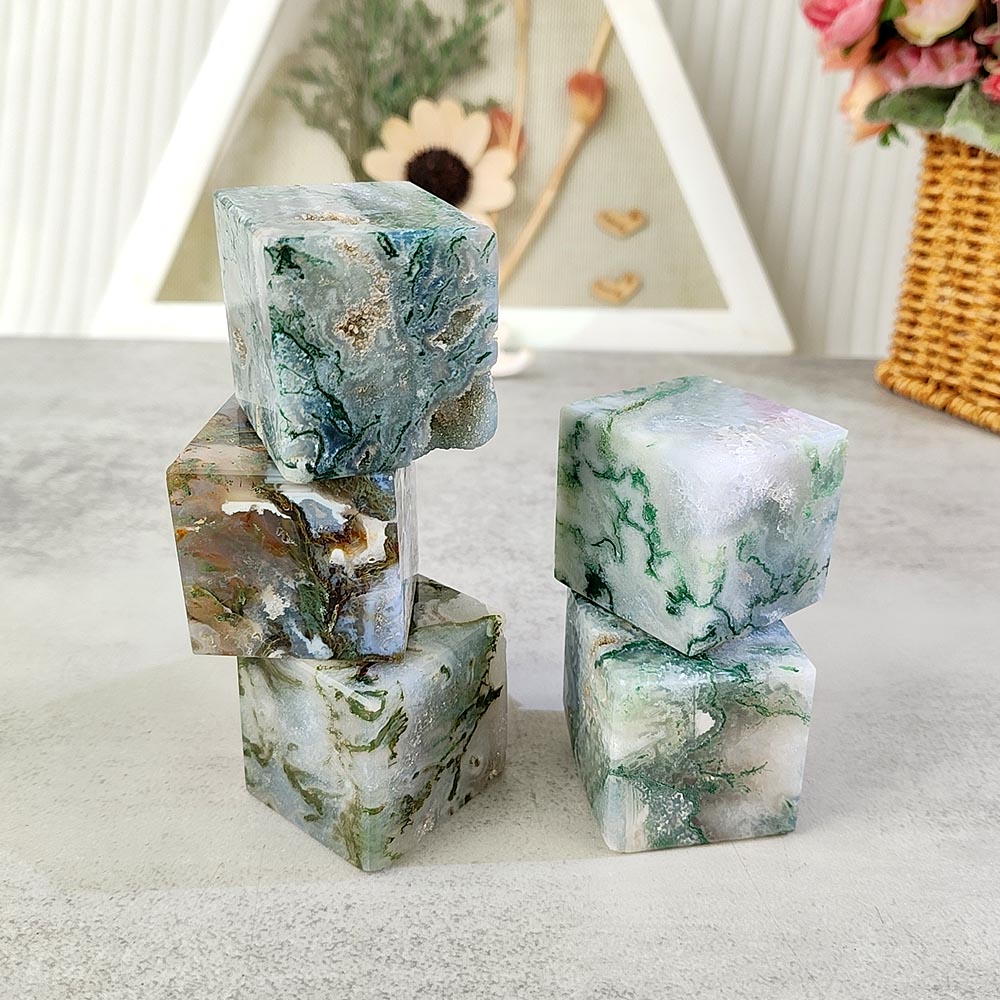 Moss Agate Cube Ornament-1KG