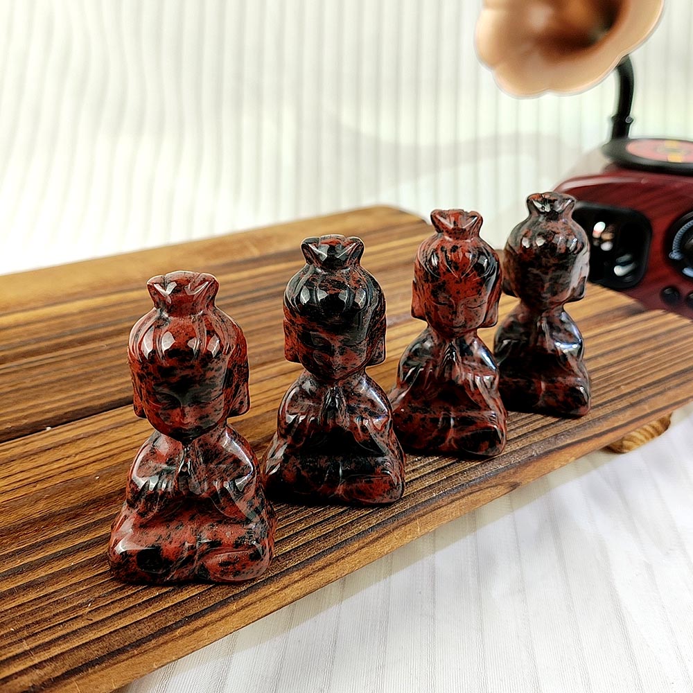 Red Obsidian Female Buddha Carving