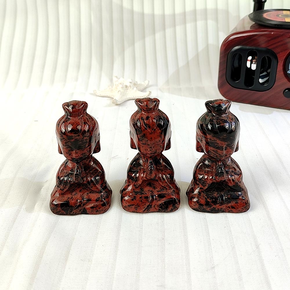Red Obsidian Female Buddha Carving