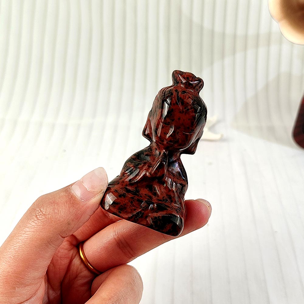 Red Obsidian Female Buddha Carving