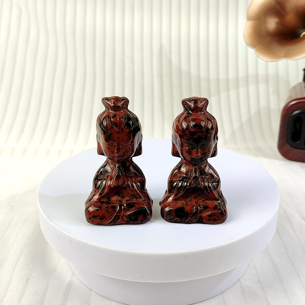 Red Obsidian Female Buddha Carving