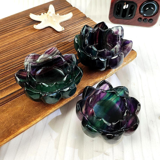 Colorful Fluorite Lotus Bowl Ornament