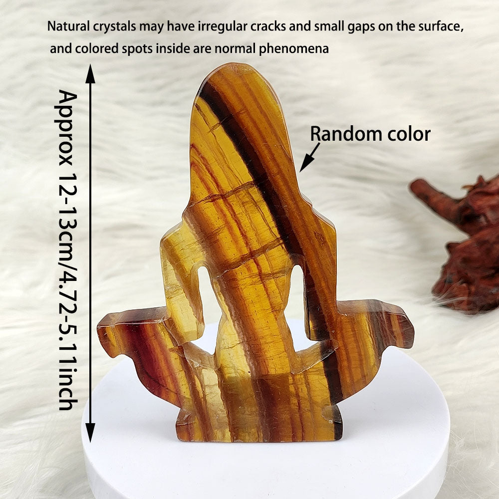 Yellow Fluorite Yoga Female Carving