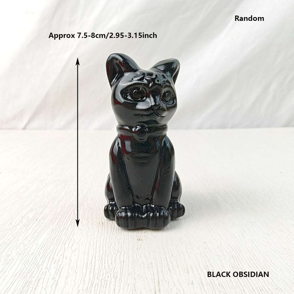 Obsidian Cat Carving