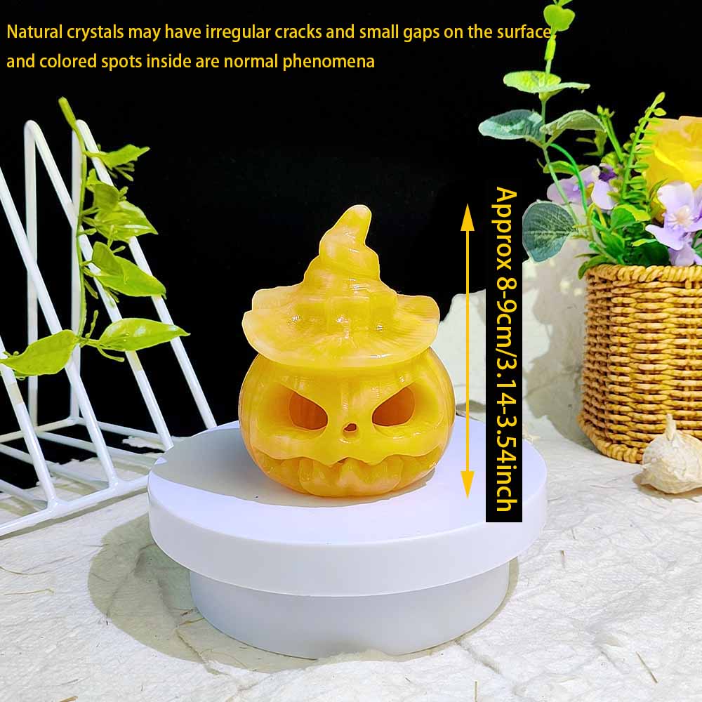 Yellow Calcite Pumpkin Carving Ornament