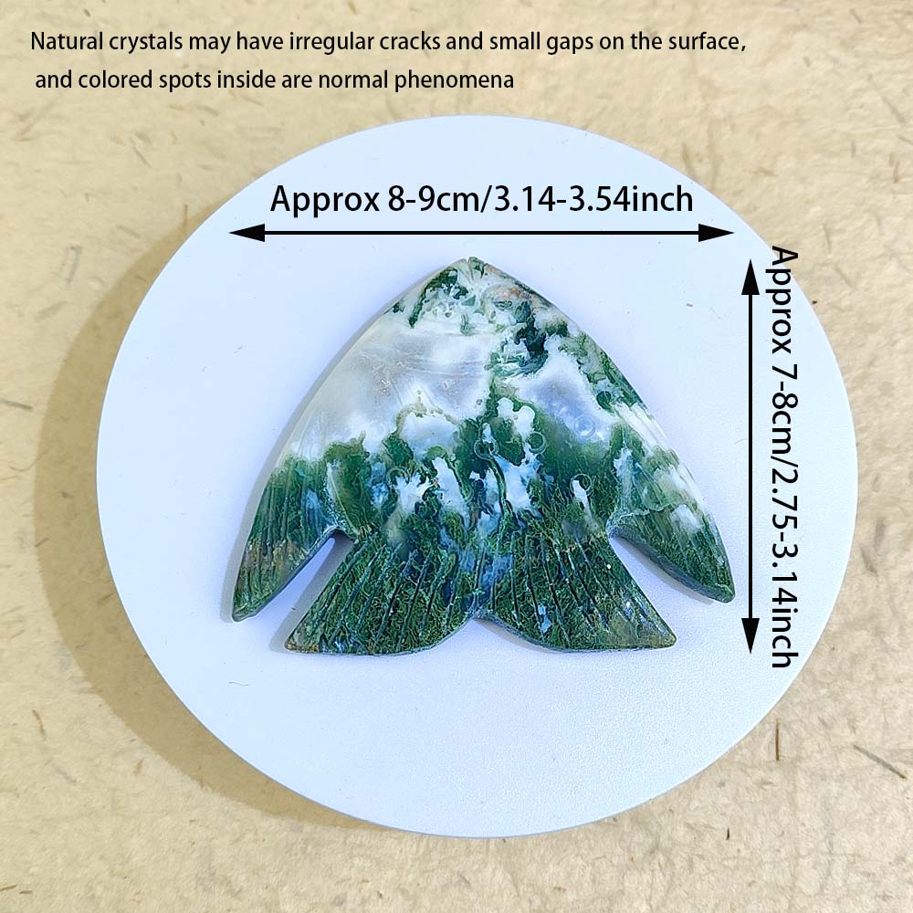 Moss Agate Fish Carving