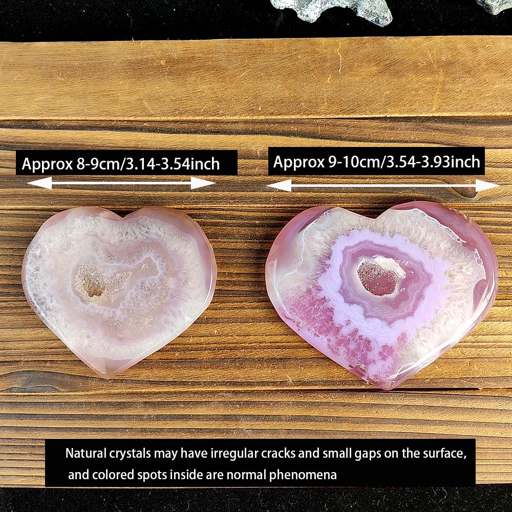 Pink Agate Heart With Druzy-1KG