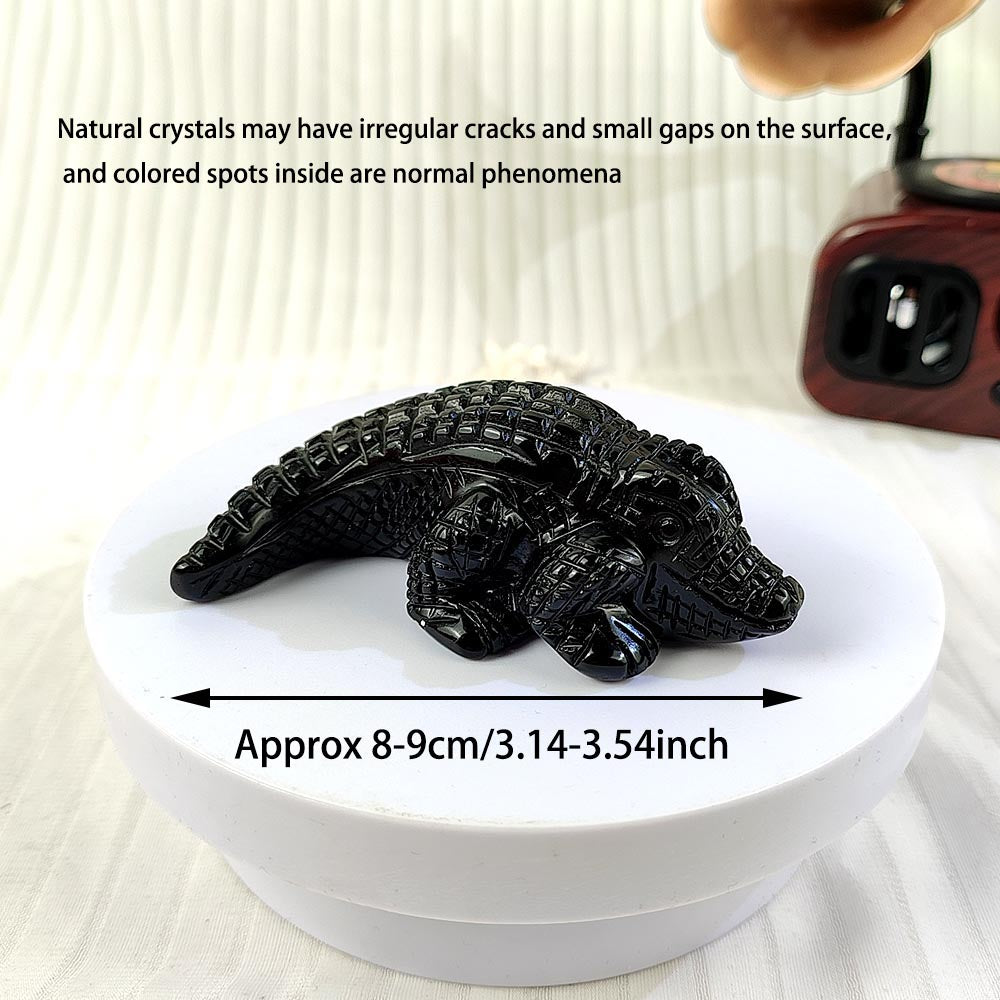 Obsidian Crocodile Carving