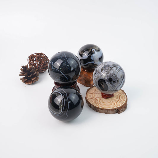 Wholesale Black Striped Agate Spheres
