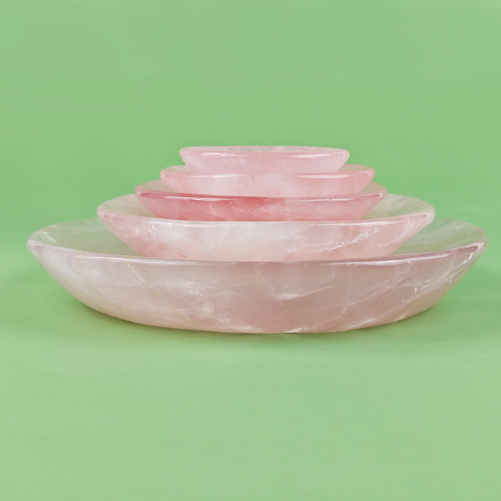 Hand Carvde Rose Quartz Plate in Different Size For Decor And Gift
