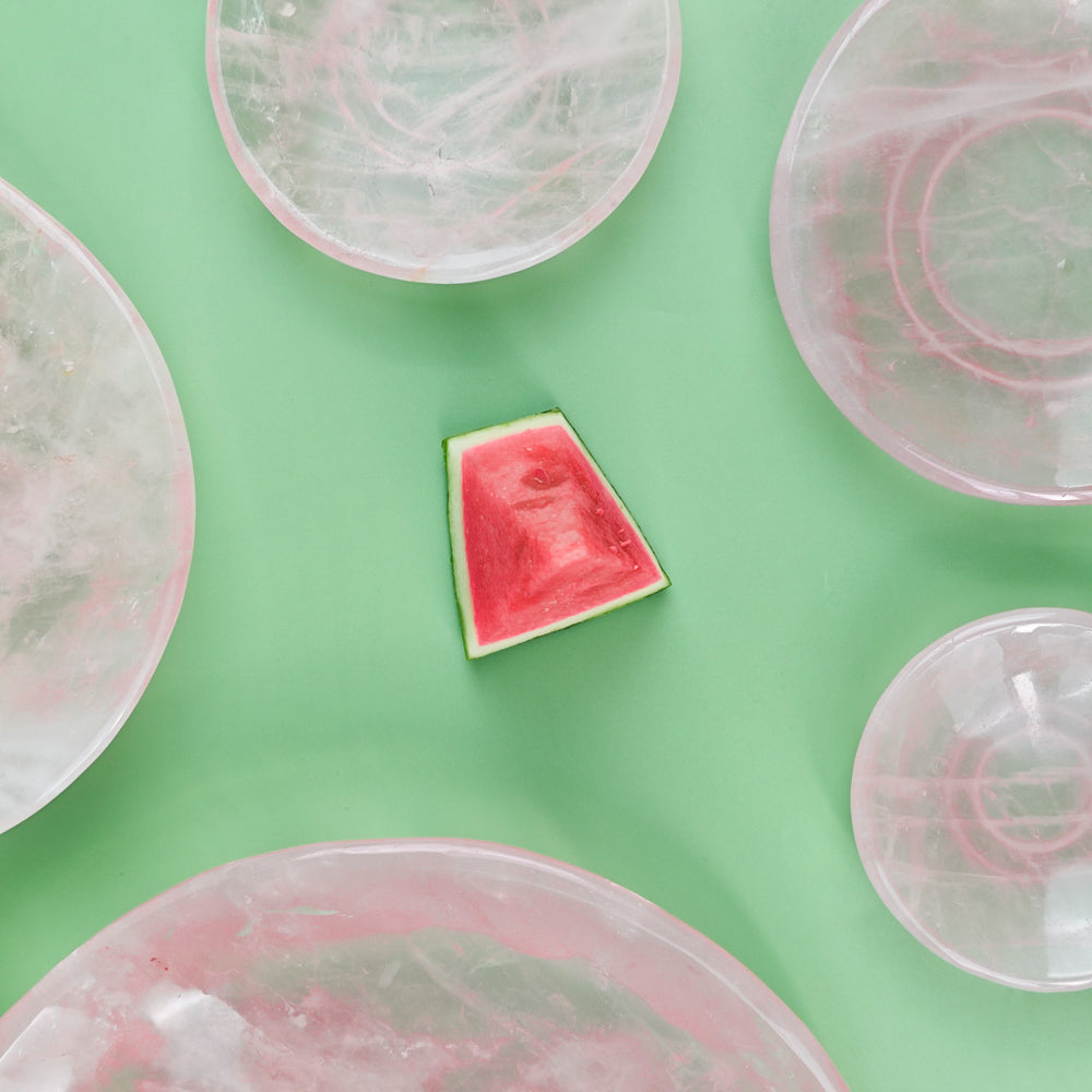 Hand Carvde Rose Quartz Plate in Different Size For Decor And Gift