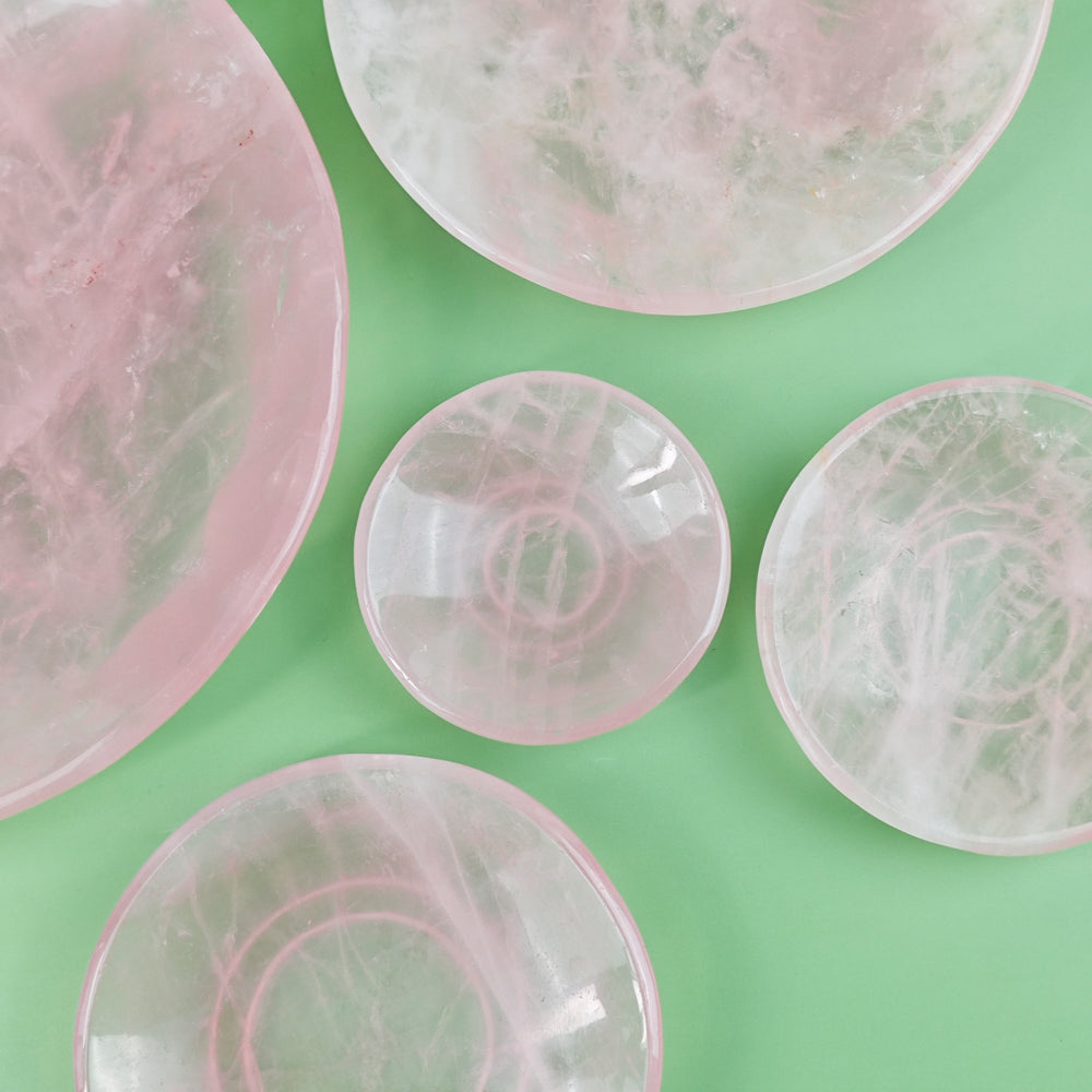 Hand Carvde Rose Quartz Plate in Different Size For Decor And Gift