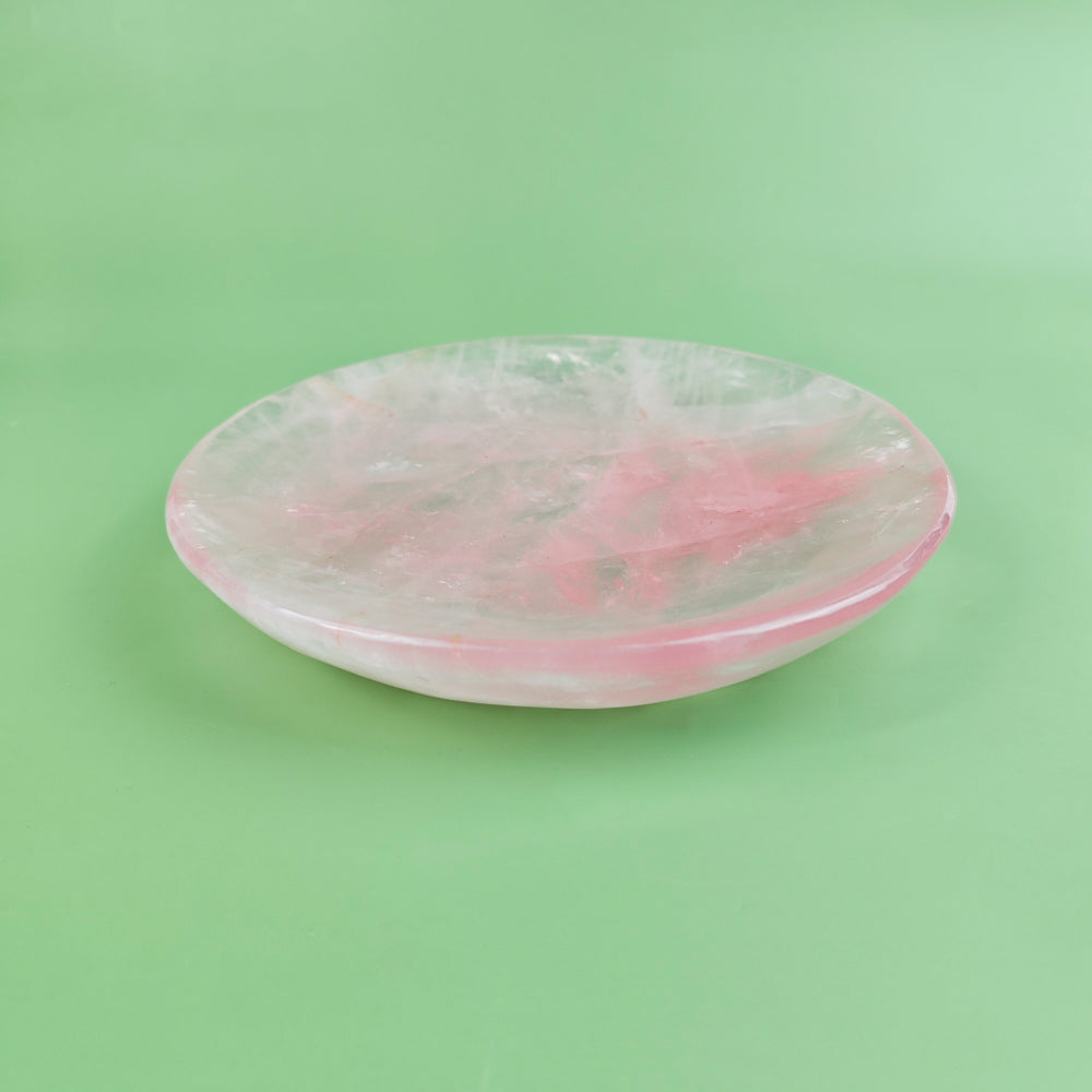 Hand Carvde Rose Quartz Plate in Different Size For Decor And Gift