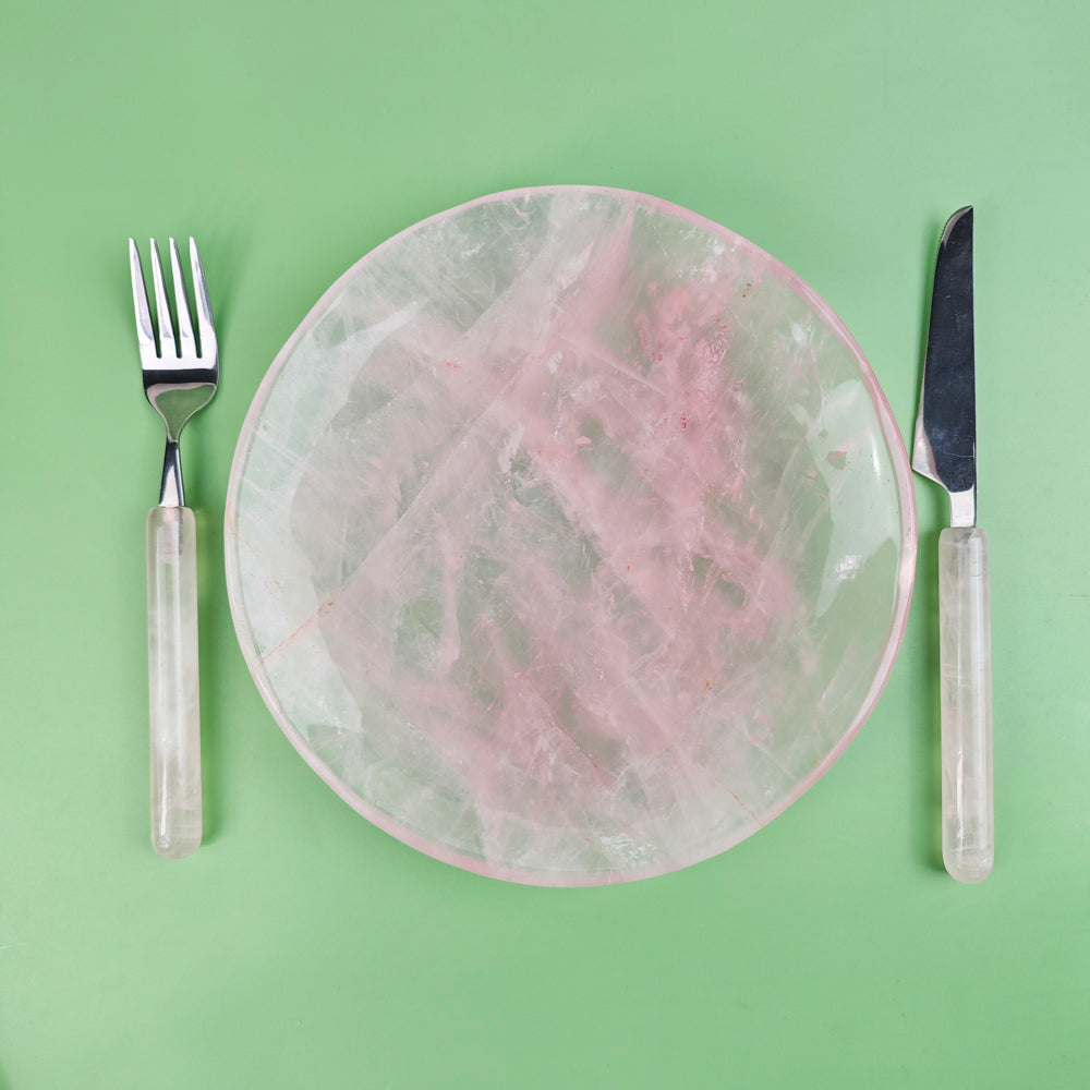 Hand Carvde Rose Quartz Plate in Different Size For Decor And Gift