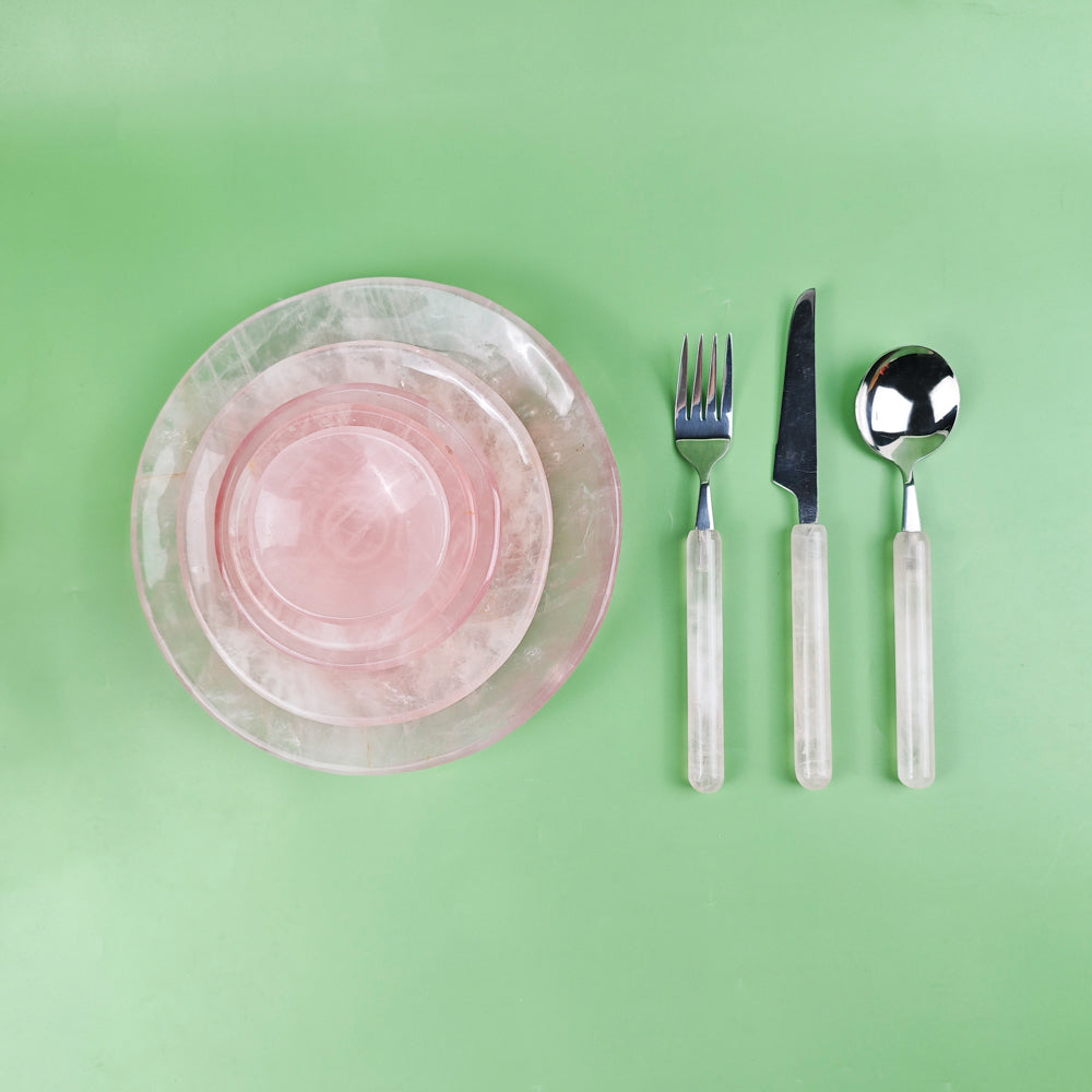 Hand Carvde Rose Quartz Plate in Different Size For Decor And Gift