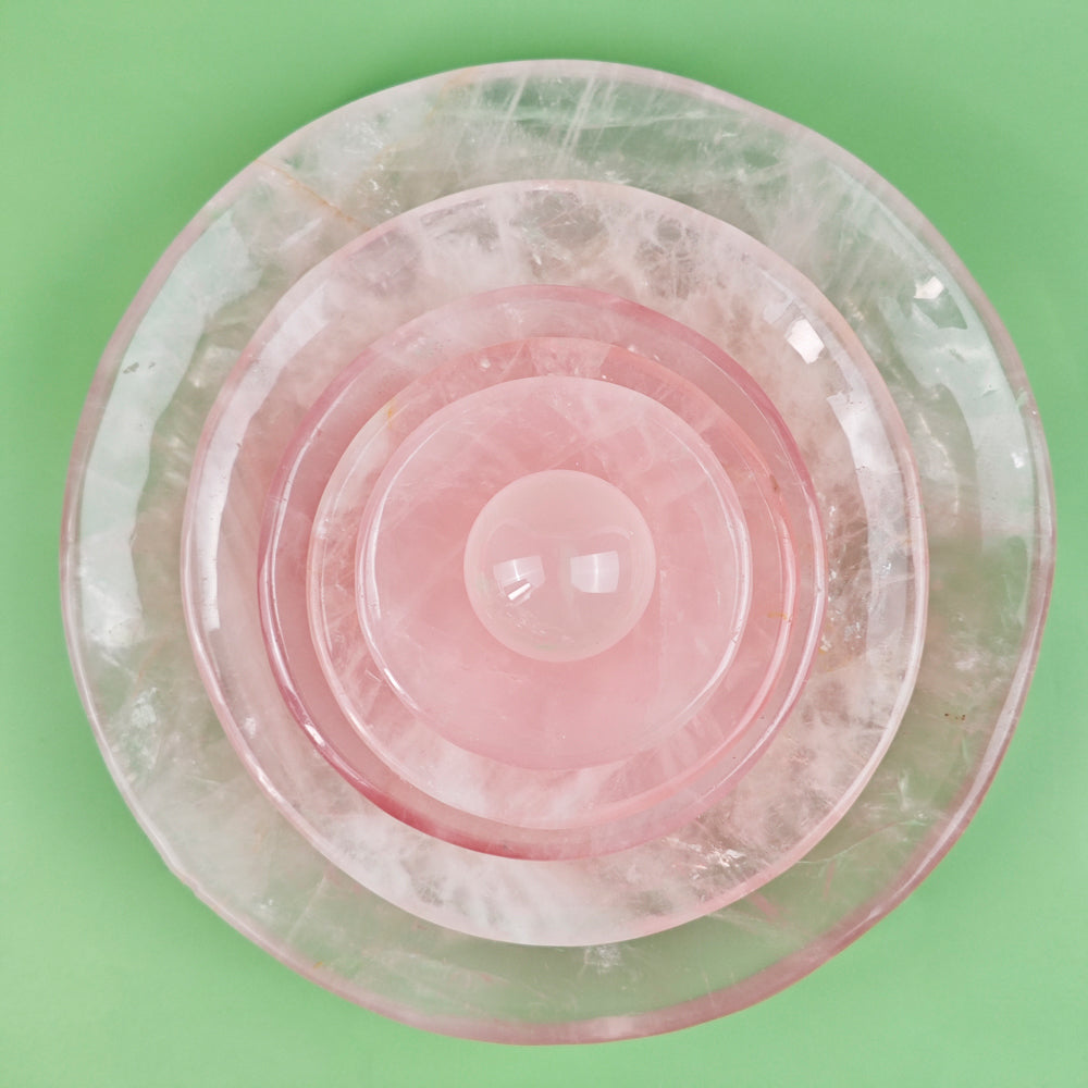 Hand Carvde Rose Quartz Plate in Different Size For Decor And Gift