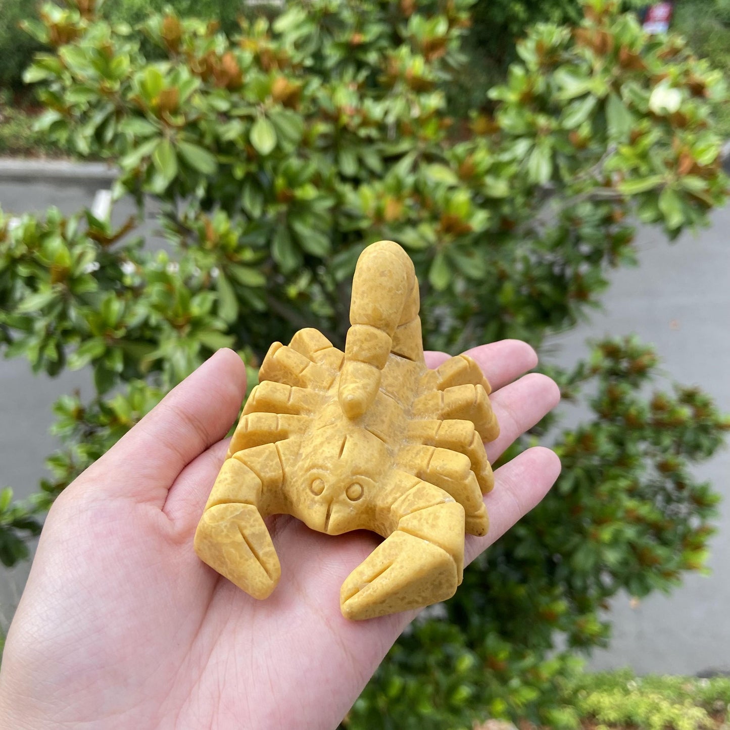 Yellow Jade Scorpion Mineral Specimen Crystal Carving Scorpion Carving Crystal Sculpture Reiki Healing