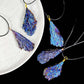 Electroplated Tourmaline Feather Pendant