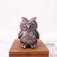 Silvery Obsidian Owl Carving