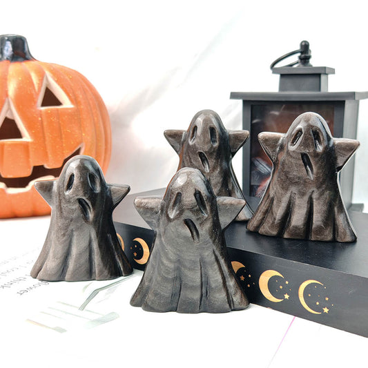 Silvery Obsidian Ghost Carving