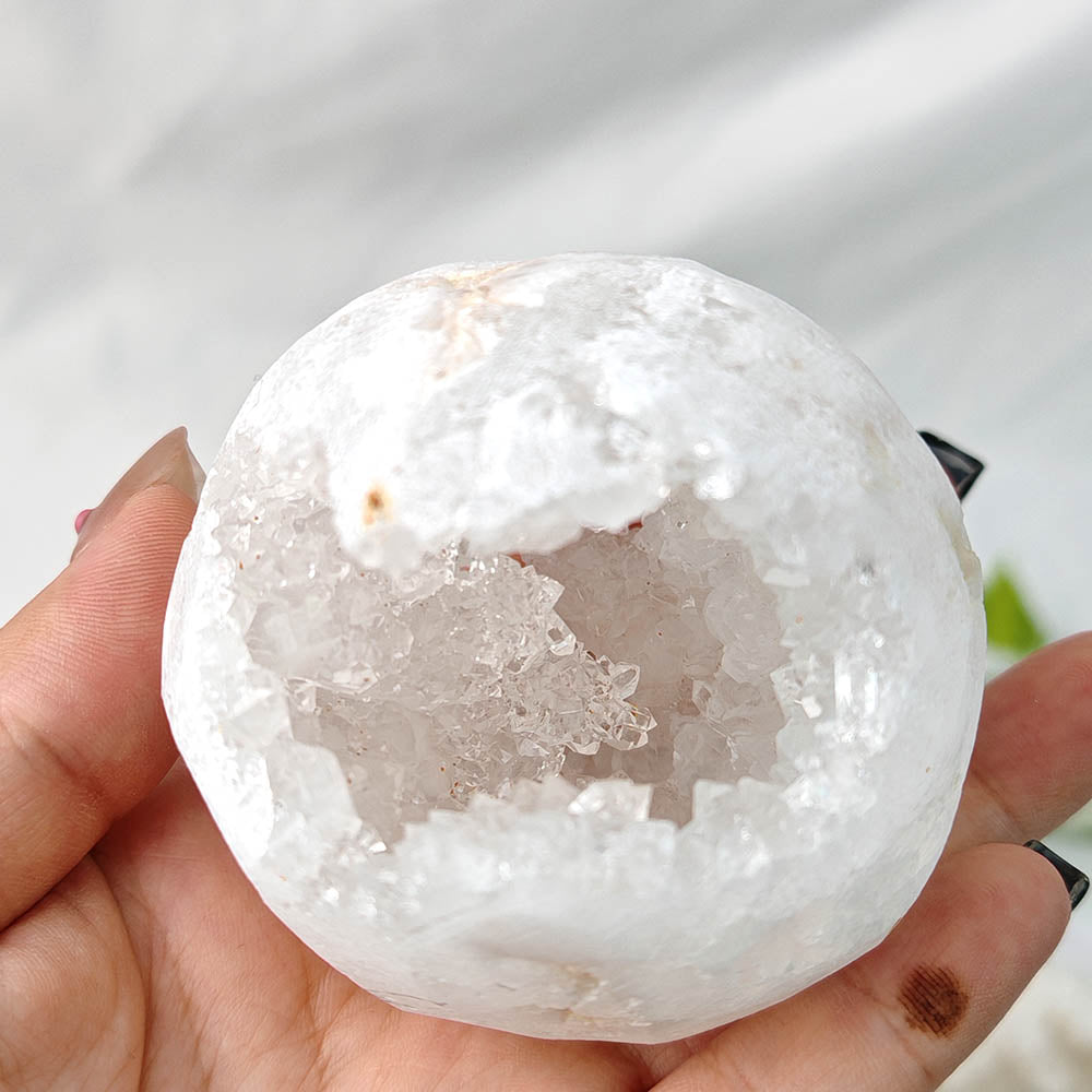 Clear Quartz Geode Ball Druzy Agate