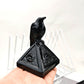 Obsidian Pyramid Crow Carving