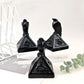 Obsidian Pyramid Crow Carving