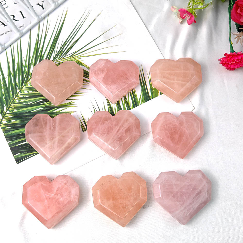 Rose Quartz Hand Carved Crystal Heart