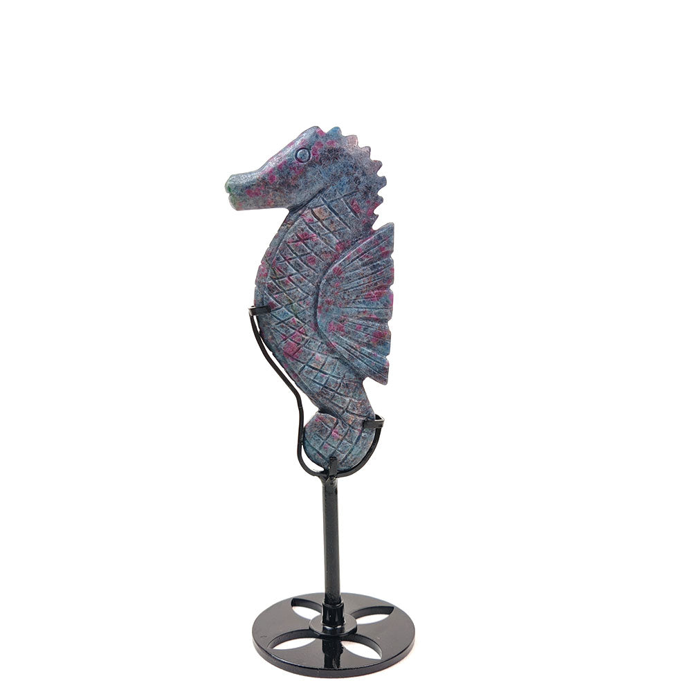 Ruby in Fuchsite Seahorse  With Base