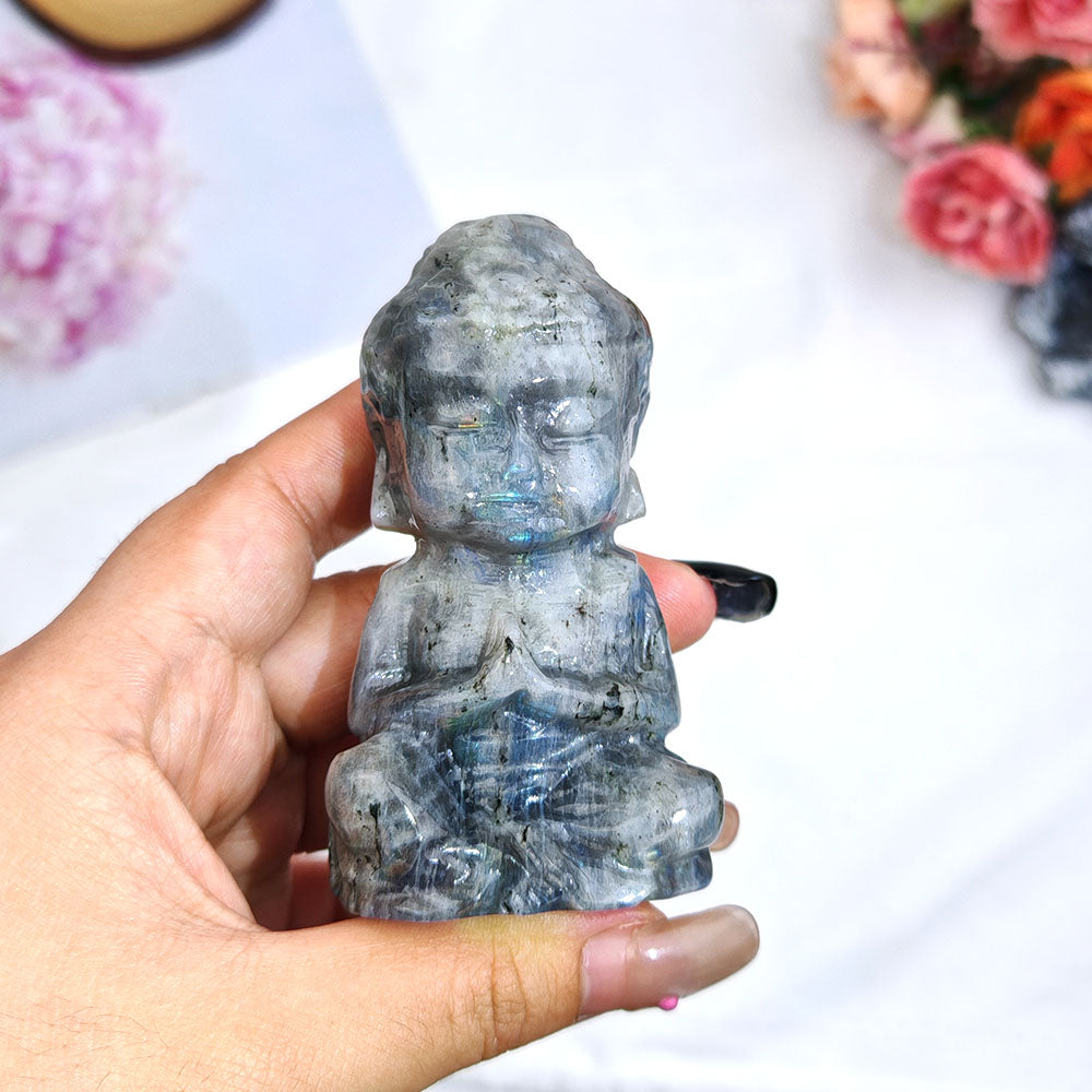 Labradorite Buddha Crystal Carving