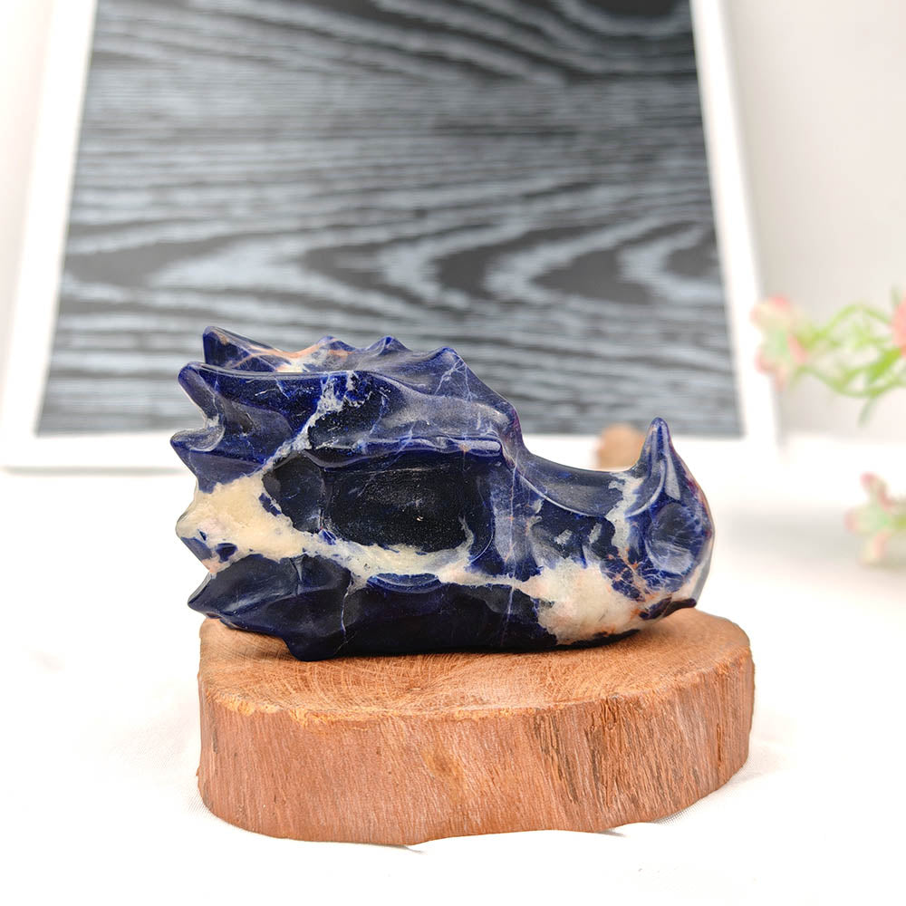 Sodalite Dragon Head Carving