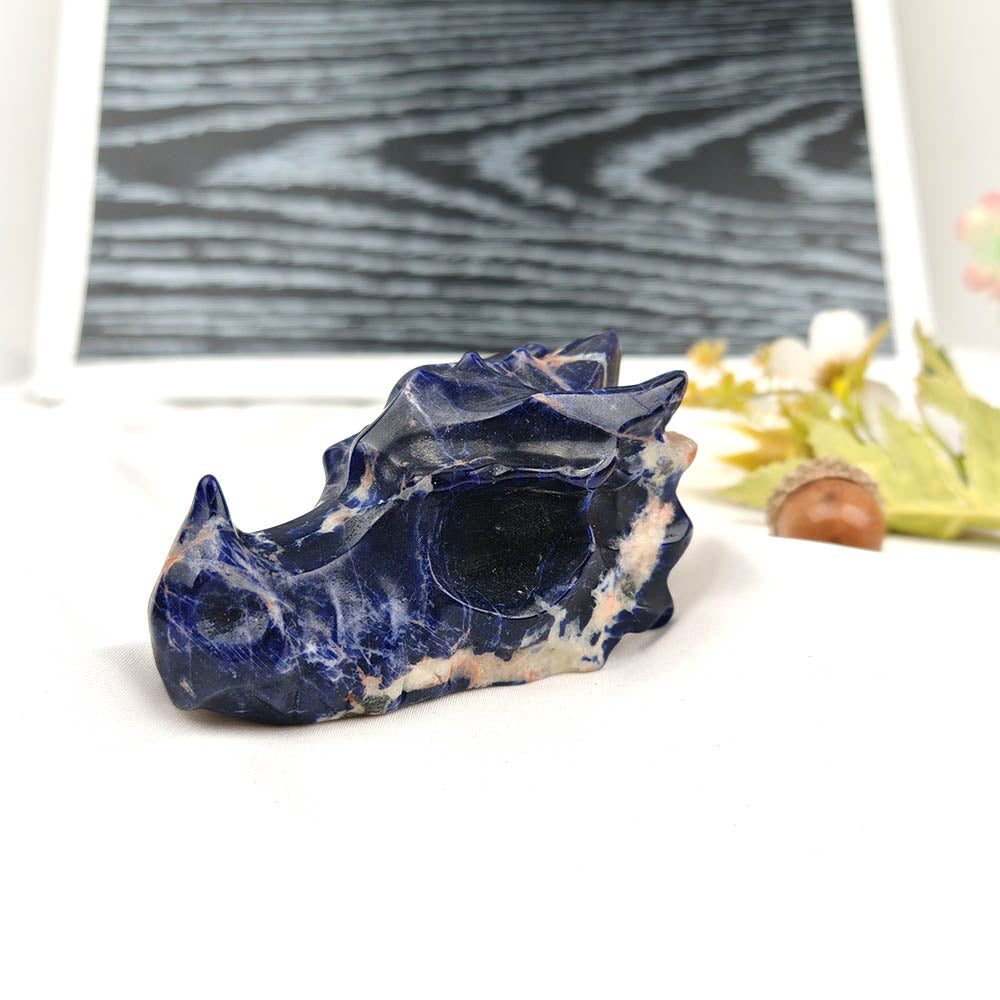 Sodalite Dragon Head Carving