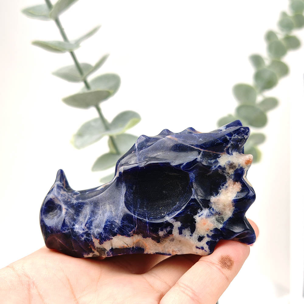 Sodalite Dragon Head Carving