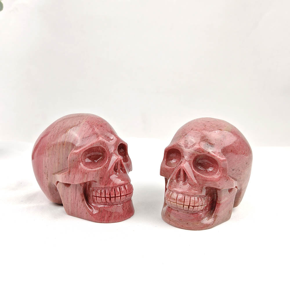 Pink Rhodonite Skull Carving
