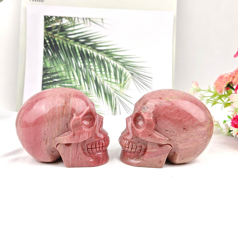 Pink Rhodonite Skull Carving