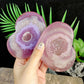 Pink Agate Heart With Druzy-1KG