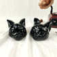 Obsidian Cat Head Carving
