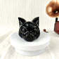 Obsidian Cat Head Carving