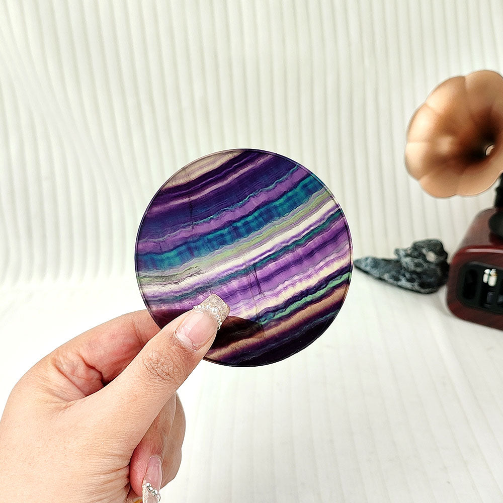 Colorful Fluorite Circular Disc Ornament-1KG