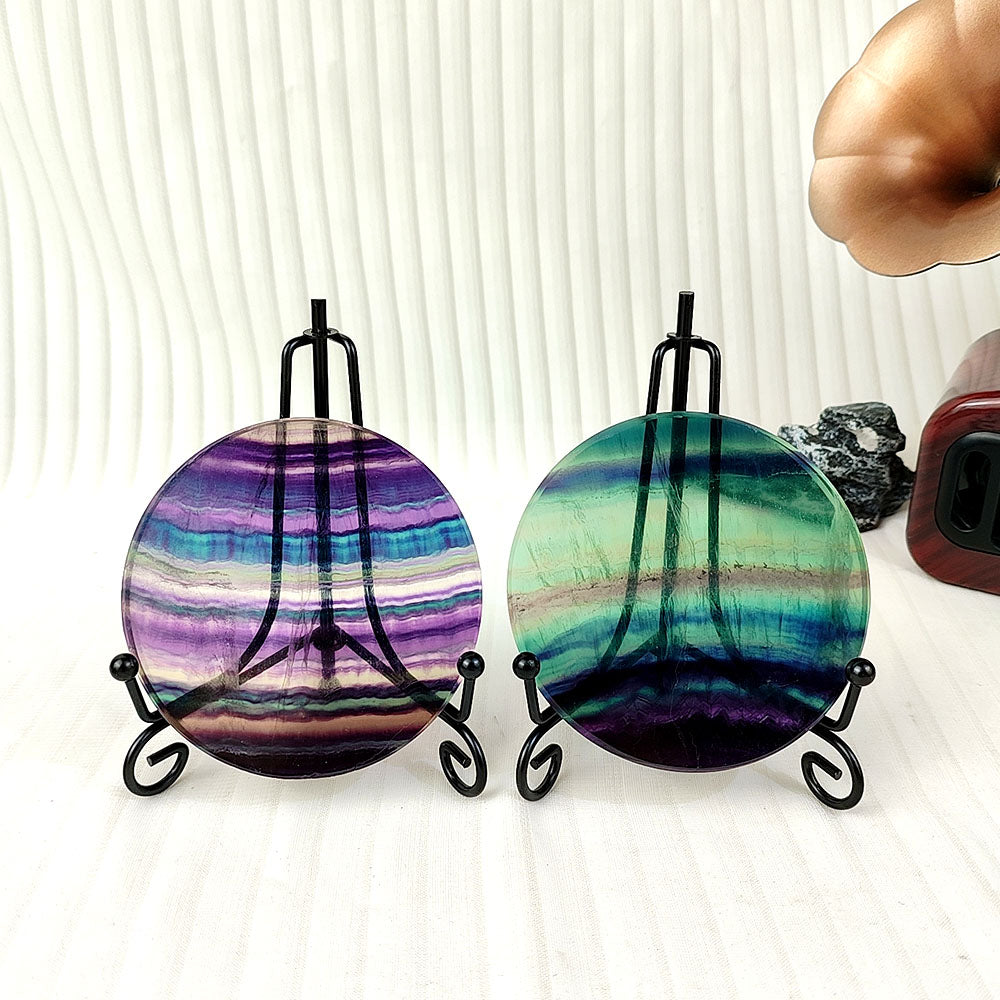 Colorful Fluorite Circular Disc Ornament-1KG