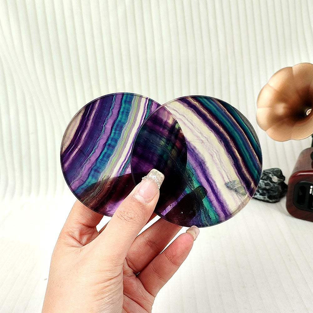Colorful Fluorite Circular Disc Ornament-1KG
