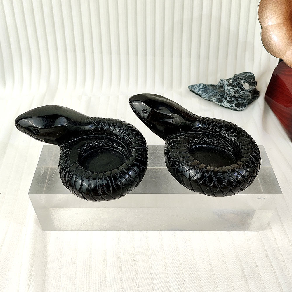 Obsidian Snake Shape Candlestick Ornament