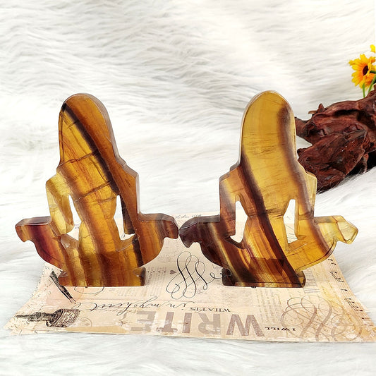 Yellow Fluorite Yoga Female Carving