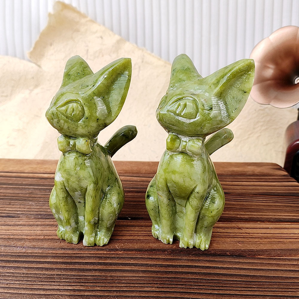 Xiuyan Jade Cat Carving